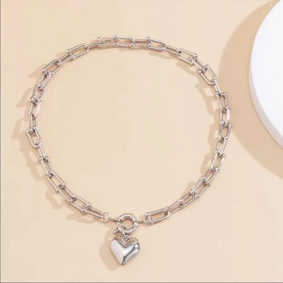 NEW STERLING SILVER LOVE HEART CHOKER NECKLACE, NICE NECKLACE, CUTE NECKLACE - Picture 3 of 4